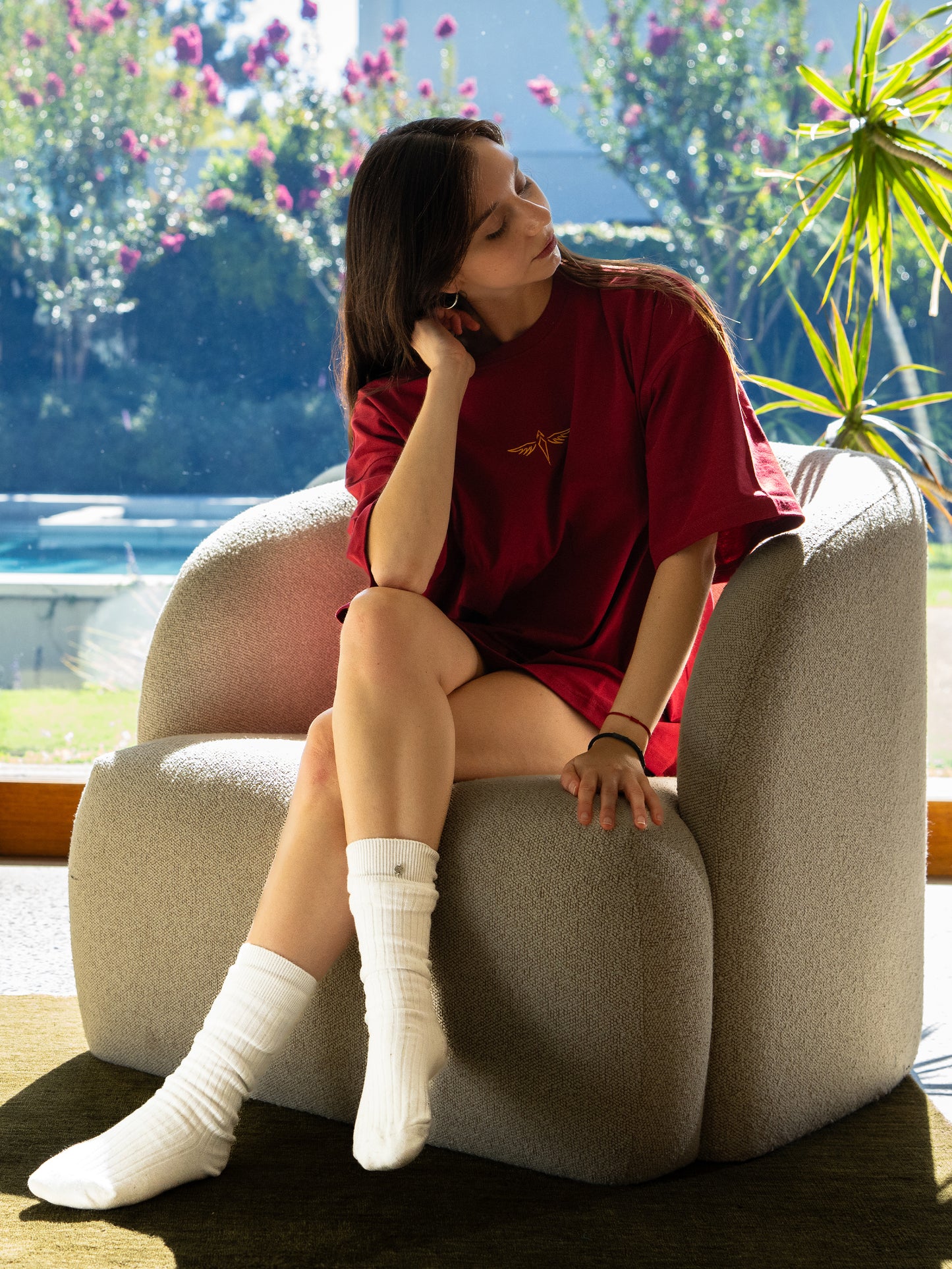 Box Fit Tee - Burgundy