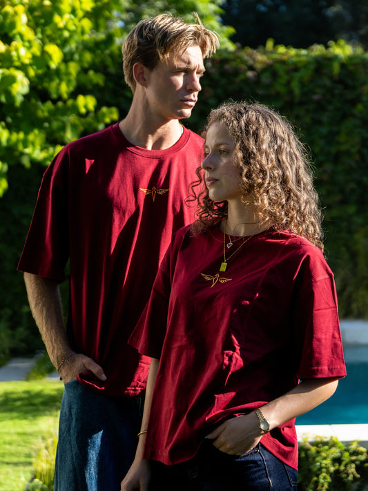 Box Fit Tee - Burgundy